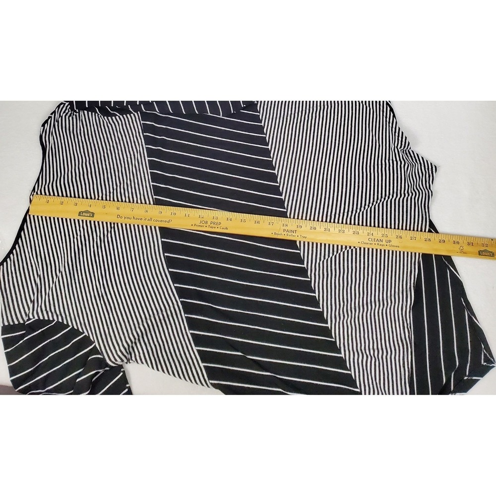 NY Collection Woman Black White Striped Asymmetric Tunic 3/4 Sleeve Top ZKPU0563 - Picture 8 of 8